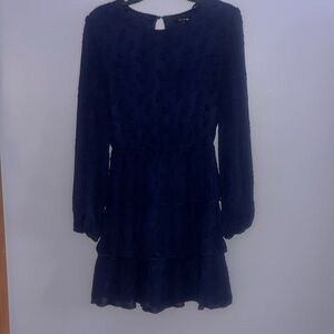 Cute Navy Long Sleeve Dress